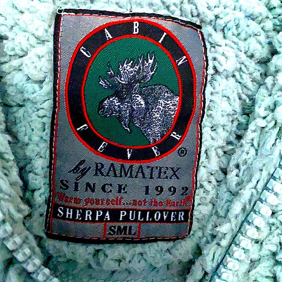 Sherpa pull over half zip Gray/blue sweater SM - Picture 4 of 4